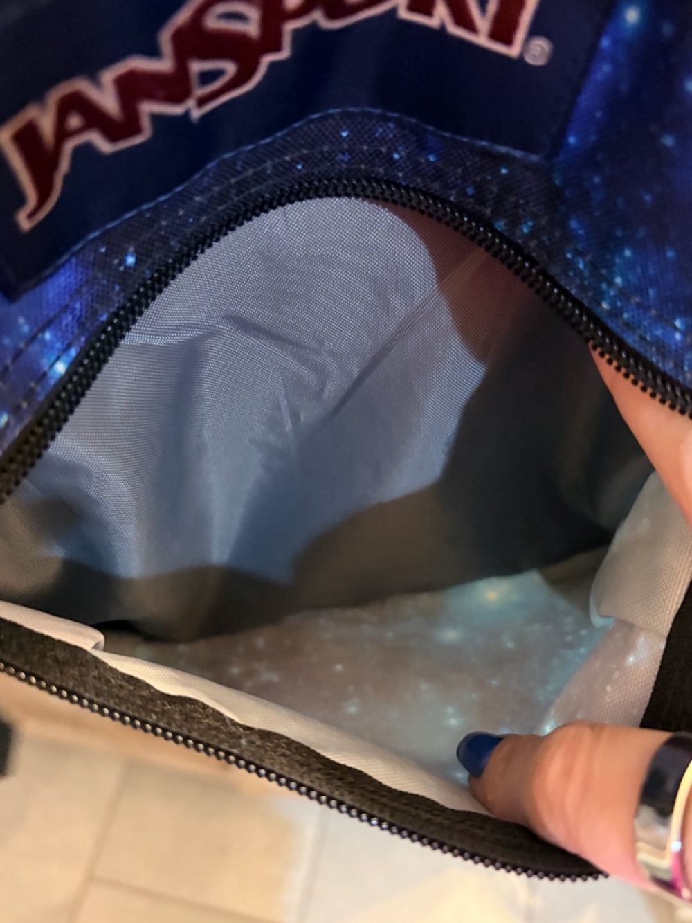 Jansport Cyberspace Galaxy Print Backpack Big Student Blue Black Teal - Picture 8 of 16